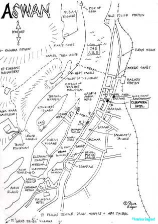 Hand drawn map of Aswan ©Steve Edgar