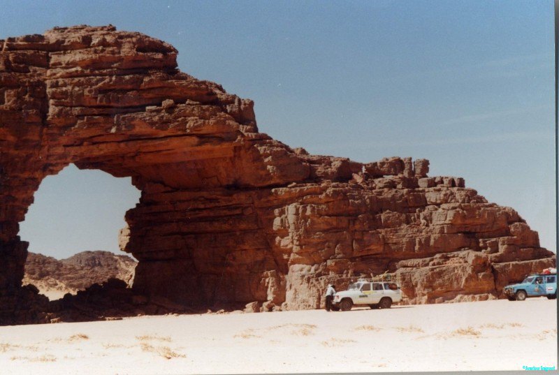 Rock arch with landcruiser for scale