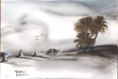 Charcoal sketch by artist Badr in Egypt's Western desert 3 dreams