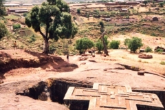 St Georges church Lalibela cut deeply into the rock, including the church interior