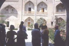 Visitors to elaborate Islamic architecture
