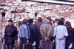 Customers at private art sale Arbatskaya Moscow