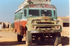 Rajasthani country bus. It might look a wreck but is in constant service through remote villages. Note parking brake.