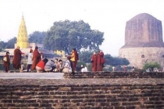 Monks and visitors at Sarnath. Varanasi,