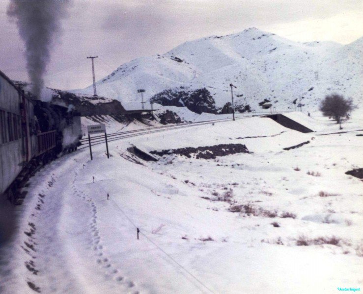 The train chuffing up to the Afghan Border, Pakistan